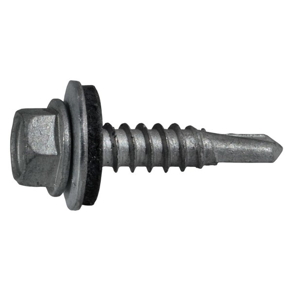 Midwest Fastener Self-Drilling Screw, #12 x 1 in, Silver Ruspert Steel Hex Head Hex Drive, 100 PK 53819